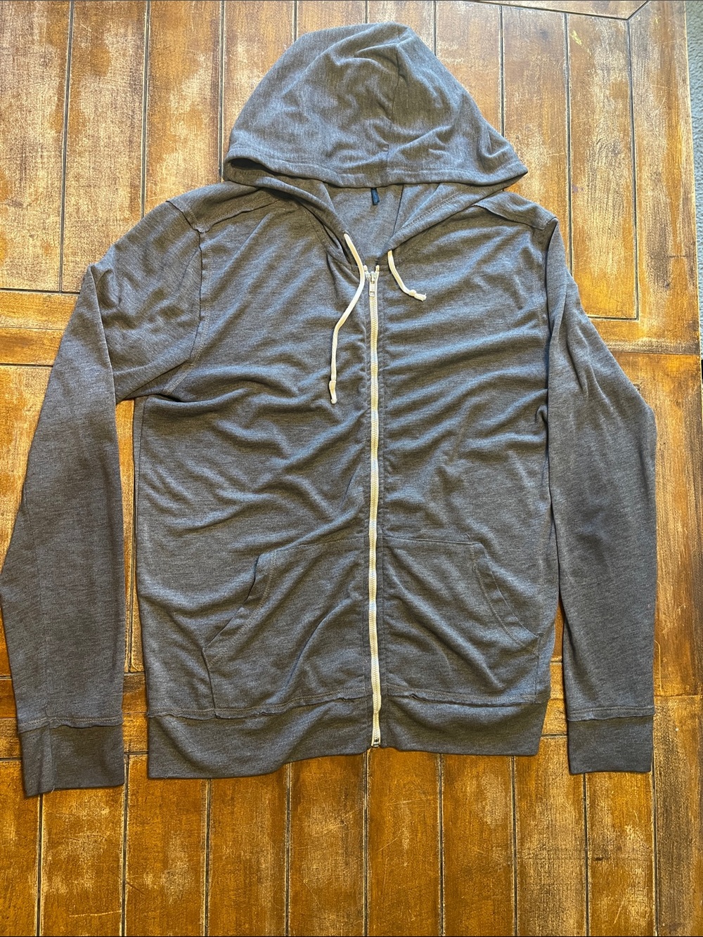 Women’s Zip-Front Hooded Sweater in Charcoal Gray